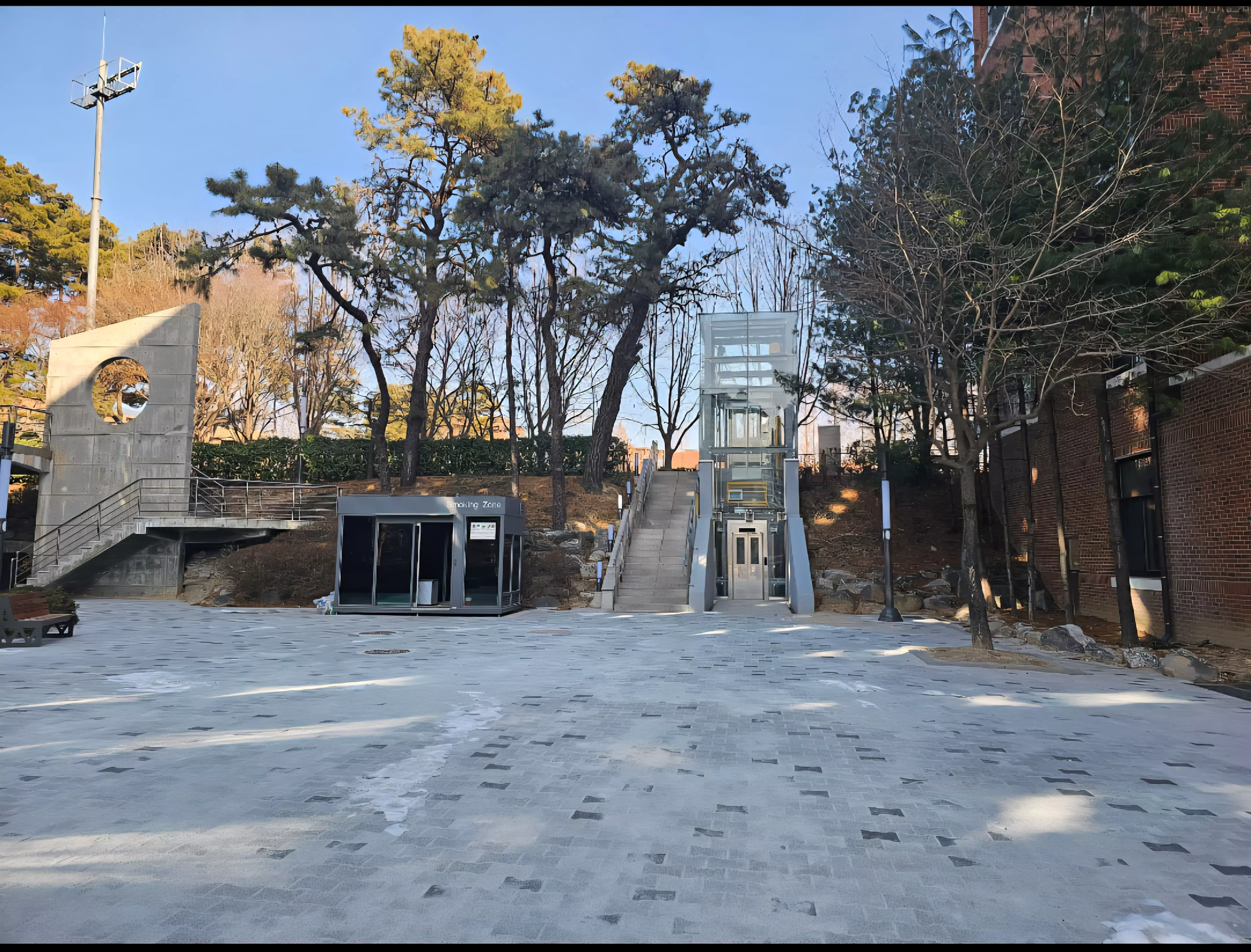 안성 한경대학교 장애인 외부승강기 주간 투시도 및 외부 마감 디자인